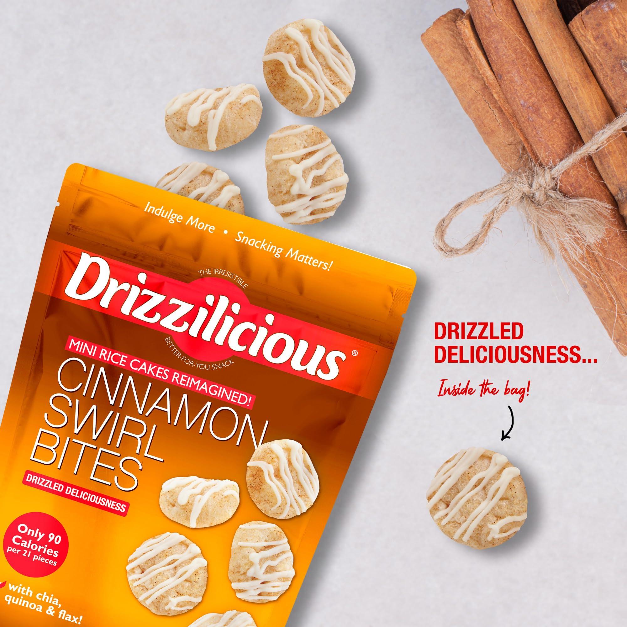 Drizzilicious Drizzilicious Mini Rice Cakes Cinnamon Swirl - Rice Crisps, Healthy Snack for Adults and Kids, Flavored Rice Cakes, Vegan, Gluten Free, Allergen Free, Only 90 Calories Per Serving - 4 oz (Pack of 1)
