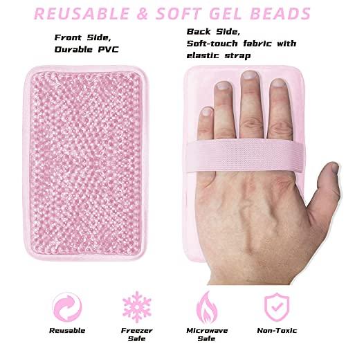 ZNÖCUETÖD Gel Beads Ice Pack Ice Bag with Strap-Reusable Hot & Cold Pack Compress Therapy for Pain, Swelling,Injuries of Knee, Shoulder, Foot, Back, Ankle, Neck, Hip, Elbow (1Pcs,Pink)