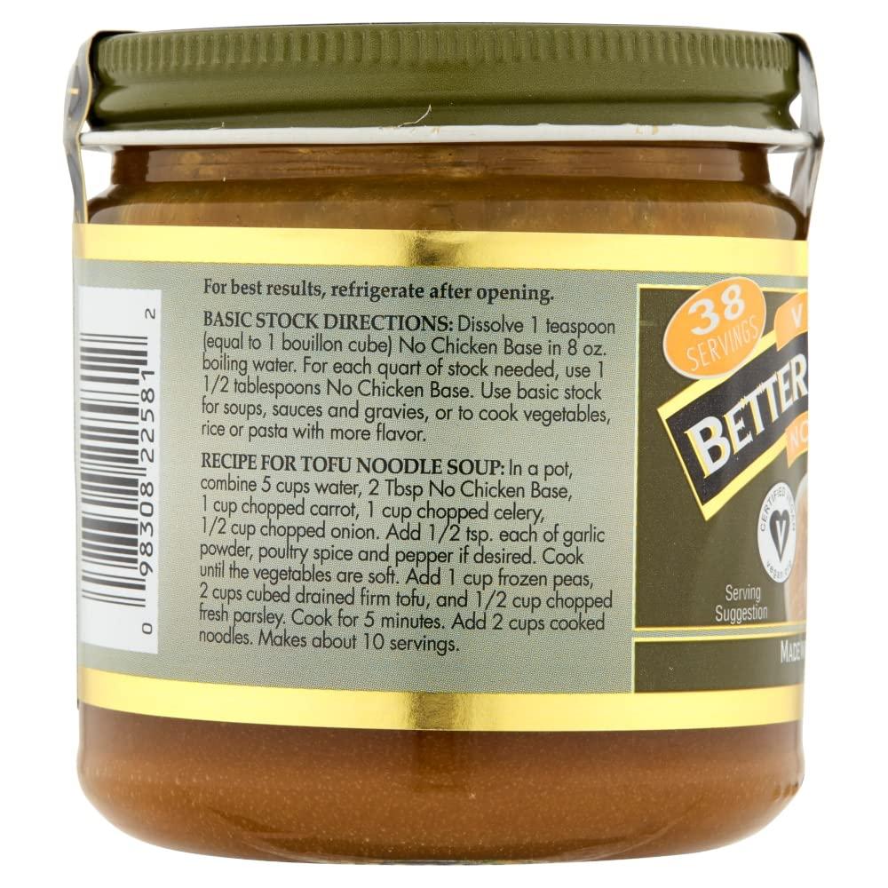 Better Than Bouillon Better Than Bouillon Vegetarian No Chicken Base, Made with Seasoned Vegetables, Certified Vegan, Makes 9.5 Quarts of Broth, 38 Servings, 8 OZ Jar (Pack of 1)