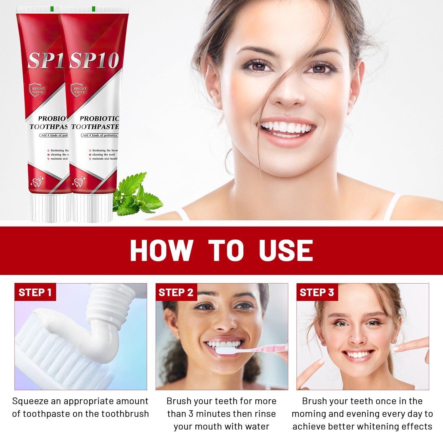 Mrryiio Sp10 Probiotic Toothpaste,Sp-10 Ultra Whitening Toothpaste,Probiotics Bright White Toothpaste,Sp-10 Probiotic Toothpaste,Sp10 Toothpaste,Fresh Breath,Deep Cleaning Care Toothpaste2Pcs