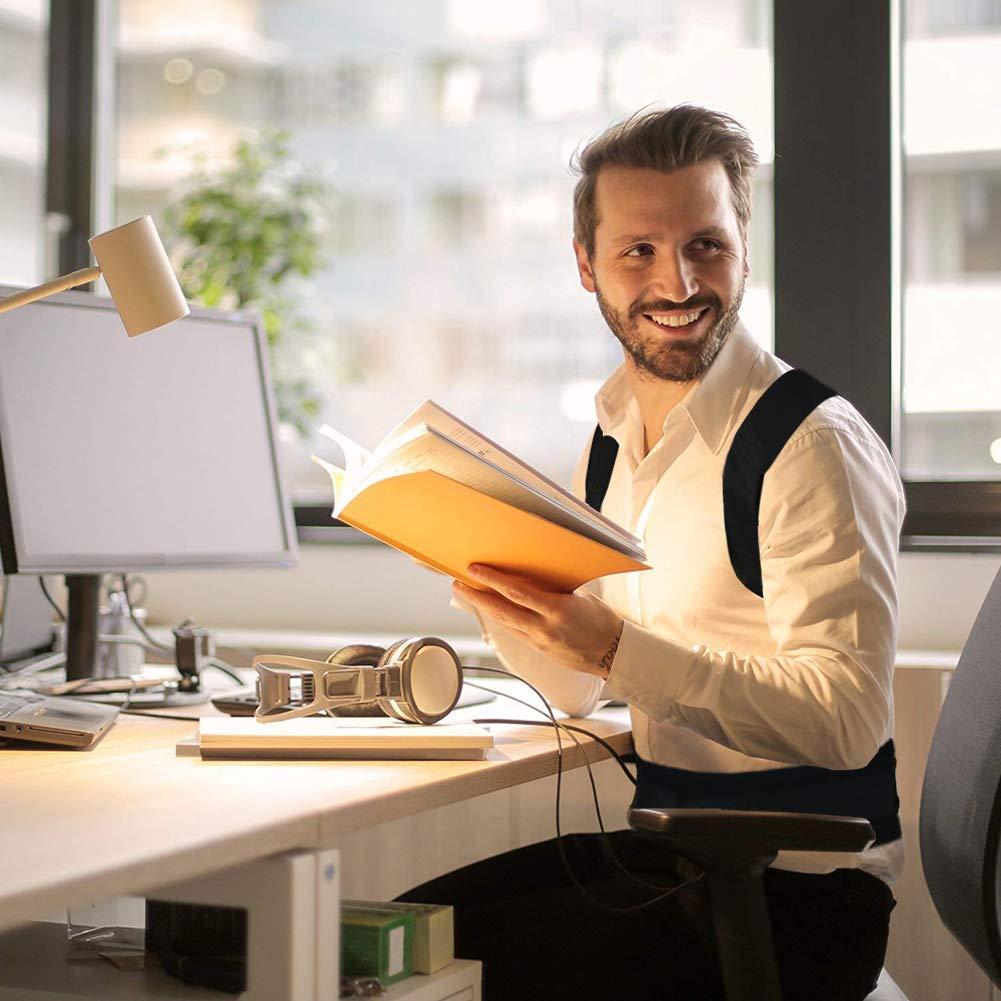 GZXISI Thoracic Back Brace Posture Corrector - Magnetic Support for Neck Shoulder Upper and Lower Back Pain Relief - Perfect Posture Brace for Cervical Lumbar Spine - Fully Adjustable Belt (Black, X-Large)