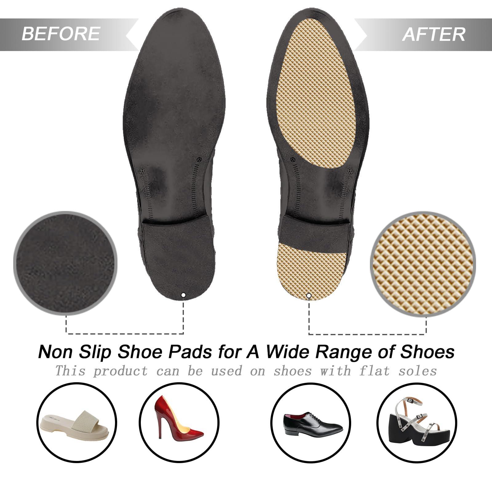 Mowyem 4Pcs Shoe Bottom Grip Protector,Shoes Sole Rubber Protectors Non Slip,Self-Adhesive Shoe Sole Grips High Heels Non Slip for Shoes (Black+Beige)