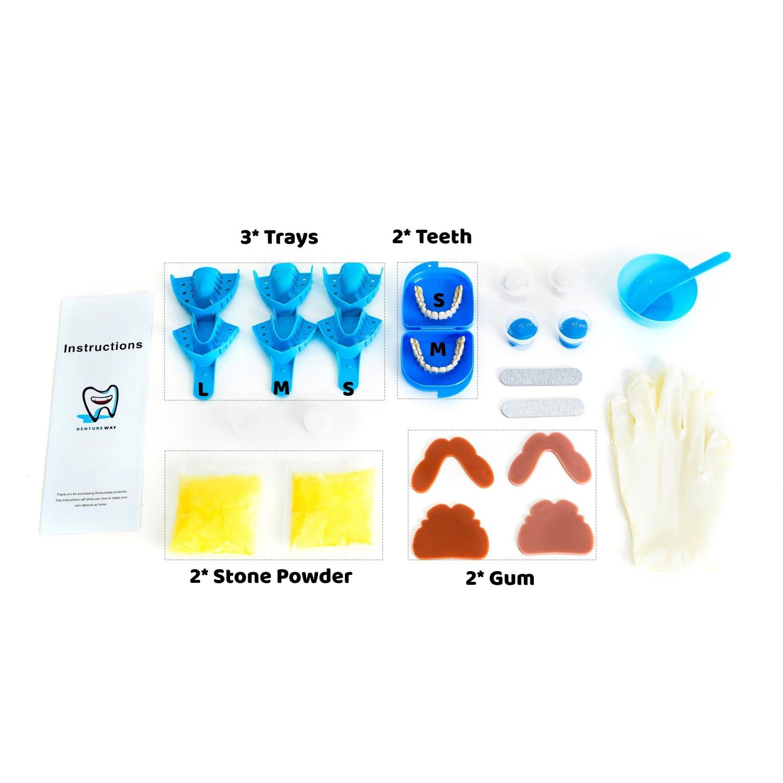 DENTUREWAY DENTUREWAY DIY Denture Kit with Impression(2 Sets of False Teeth),Do-It-Yourself Denture Solution,DIY Partial Denture kit, DIY Denture (Nature), Small