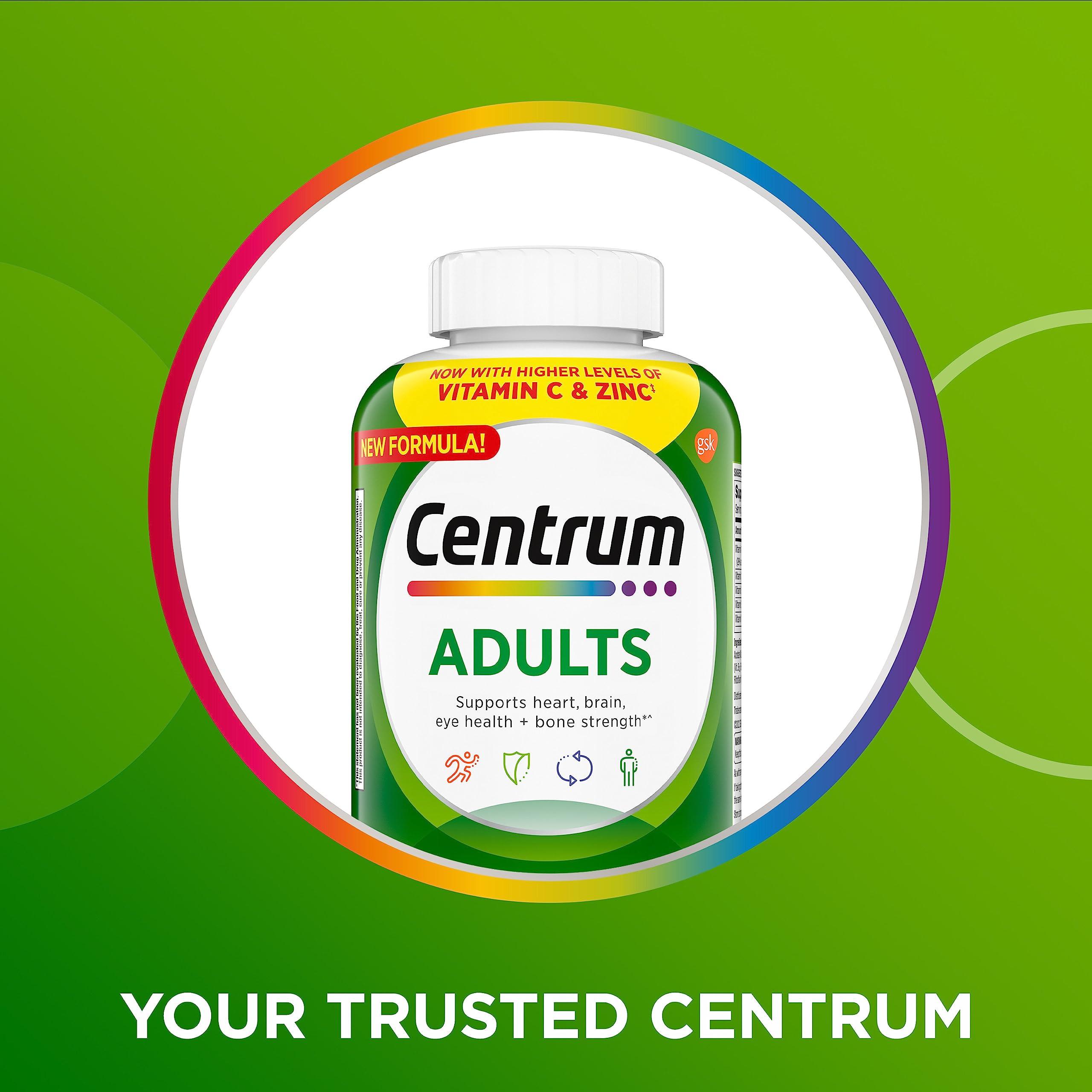 Centrum Centrum Adult Multivitamin/Multimineral Supplement with Antioxidants, Zinc, Vitamin D3 and B Vitamins, Gluten Free, Non-GMO Ingredients - 200 Count (Pack of 2)