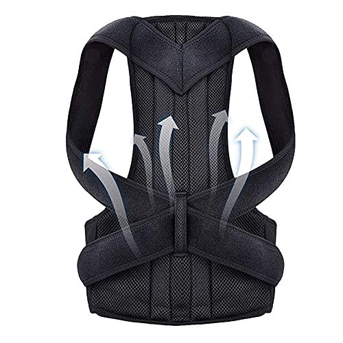 XMSM XS-5XL Full Back Brace Posture Corrector for Men Women&Teenagers,Adjustable Back Shoulder Lumbar Spine Support Belt Waist Trainer,Improve Poor Posture,Pain Relief (Color : Black, Size : Medium)