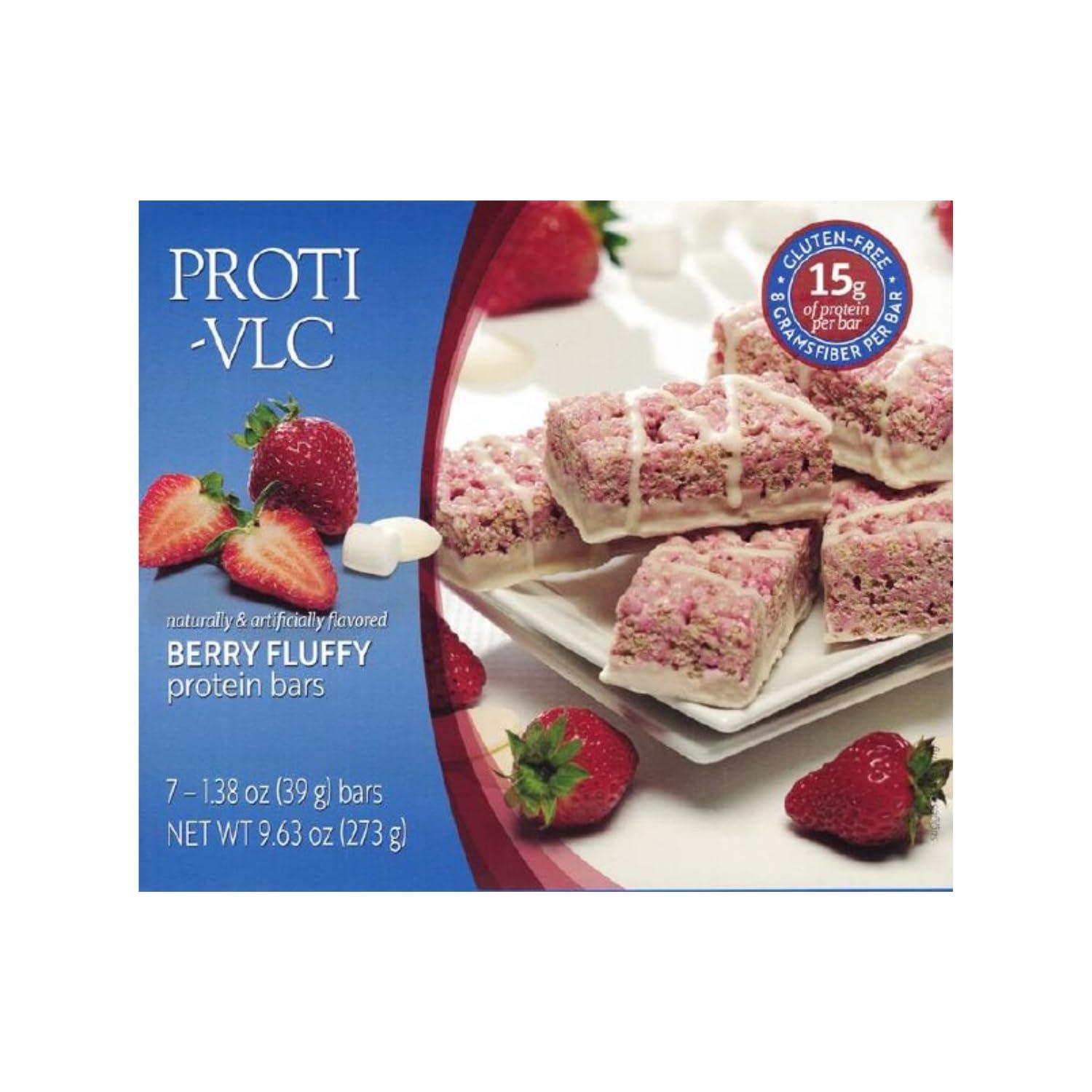PROTIFIT PROTIFIT - Low Calorie Snack Bar for Healthy Diets, High Protein, 15g Protein, Low Carb, Low Sugar, Ideal Protein Compatible, 7 Servings Per Box (Berry Fluffy)