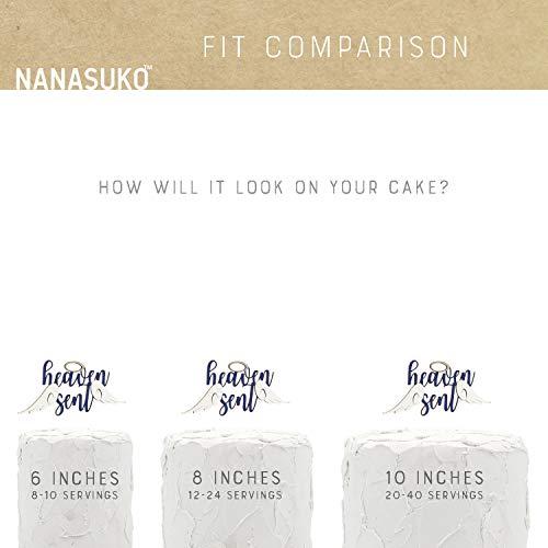 NANASUKO NANASUKO Cake Topper - heaven sent - Double Sided Navy Glitter with White Opal wings - Premium quality Made in USA