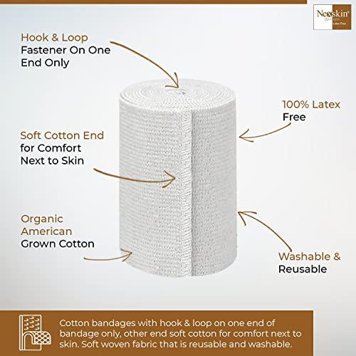 NexSkin Nexskin 3\" Letex Free Bandges - Comfort Elastic Bandage with Single Hook & Loop Closure - White, 6 Pack