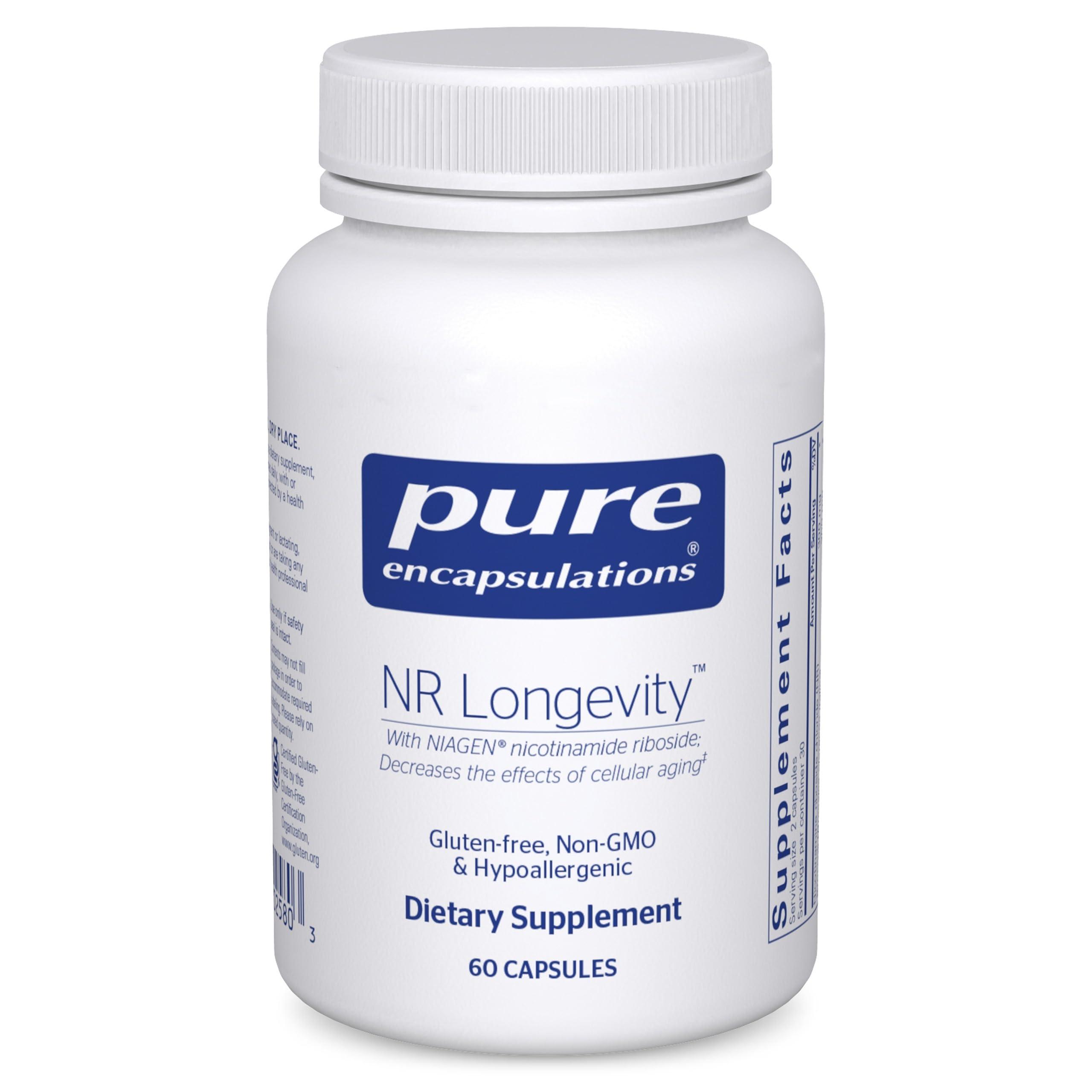 Pure Encapsulations Pure Encapsulations NR Longevity - Supports Healthy Aging. Replenishment of NAD+ & Mitochondrial Function* - with NIAGEN - Gluten Free, Non-GMO, Hypoallergenic - 60 Capsules