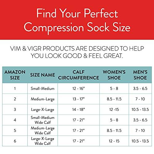 VIM&VIGR VIM & VIGR 30-40 mmHg Medical Grade Compression Socks for Women & Men (Black Solid Moisture Wick Nylon, Large/X-Large (3))