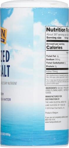 Hain Hain Pure Foods Iodized Sea Salt, 21 Oz