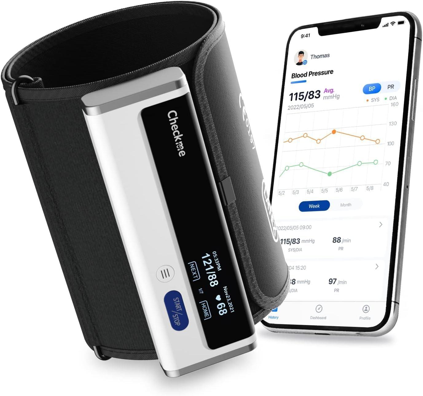 Checkme Checkme BP2A Blood Pressure Monitor for Home Use Upper Arm - Bluetooth BP Machine Cuff, Accurate Digital Readings in 30 Seconds, Unlimited Data Stored in App for iOS & Android, FSA/HSA Eligible