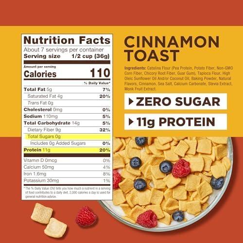 Catalina Crunch Catalina Crunch Cinnamon Toast High Fiber Cereal 4 Pack | Low Carb, Sugar Free, Gluten Free | Keto Snacks, Vegan, Plant Based Protein