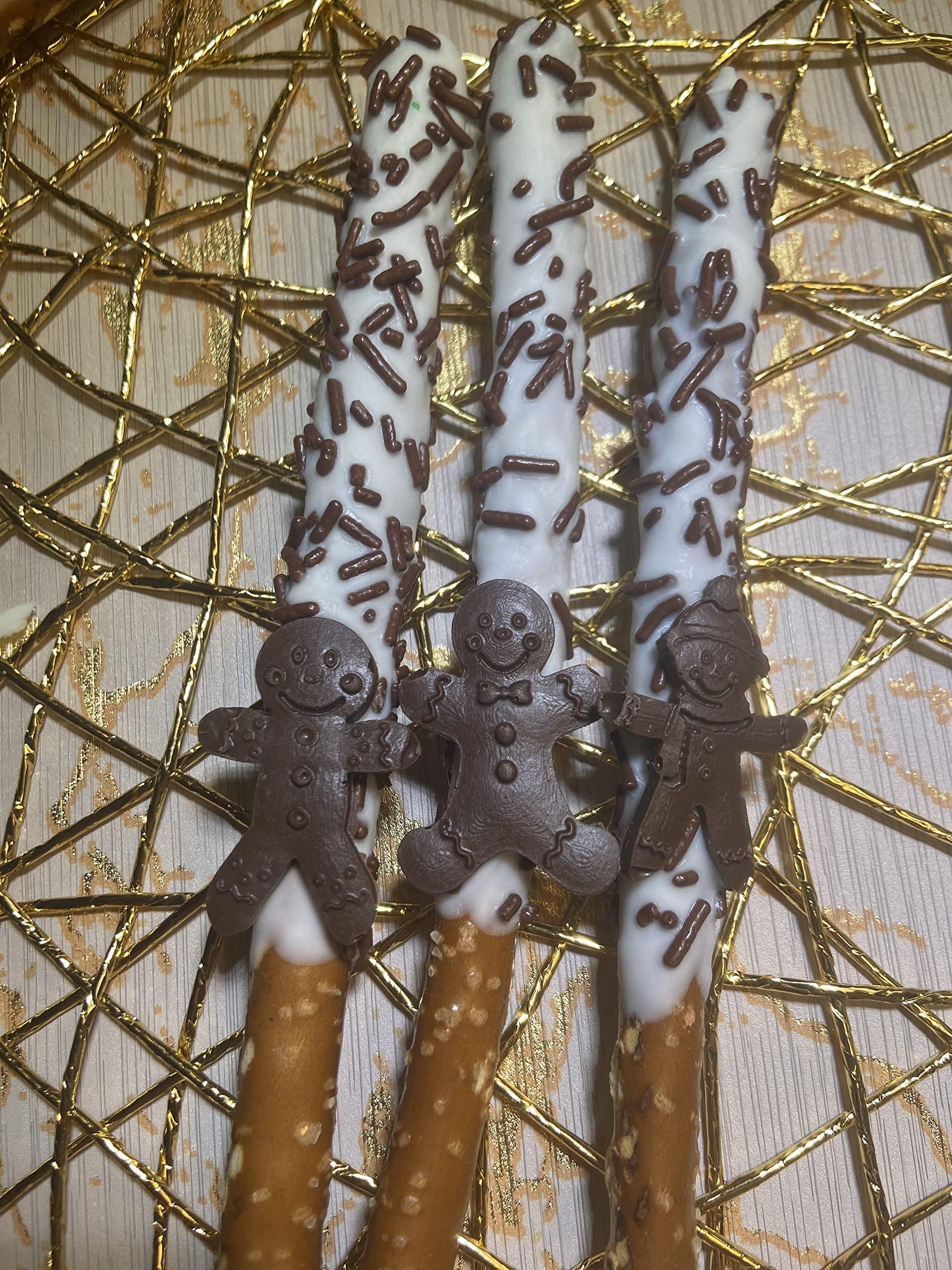 Ronita's bakery LLC Christmas theme chocolate covered pretzel Rods 12 Piece, Ronita's Bakery