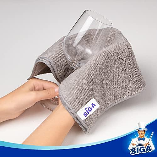MR.SIGA MR.SIGA Microfiber Cleaning Cloth, All-Purpose Microfiber Towels, Streak Free Cleaning Rags, Pack of 12, Grey, Size 32 x 32 cm(12.6 x 12.6 inch)