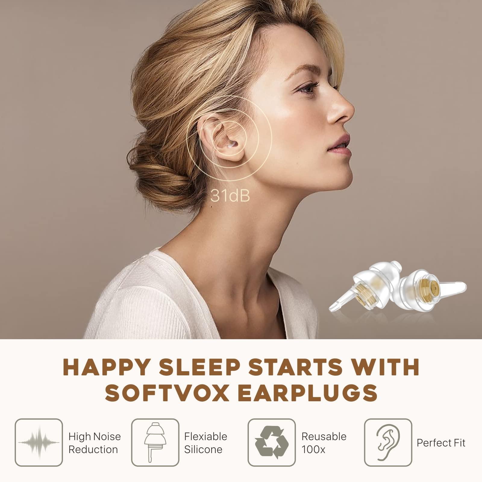 softvox softvox Small Ear Plugs 2 Pairs, Soft Silicone Noise Reduction Earplugs for Adults Kids 12+, Sound Blocking Earbuds for Sleeping, Snoring, Work, Concerts, Music,Travel,Motorcycle