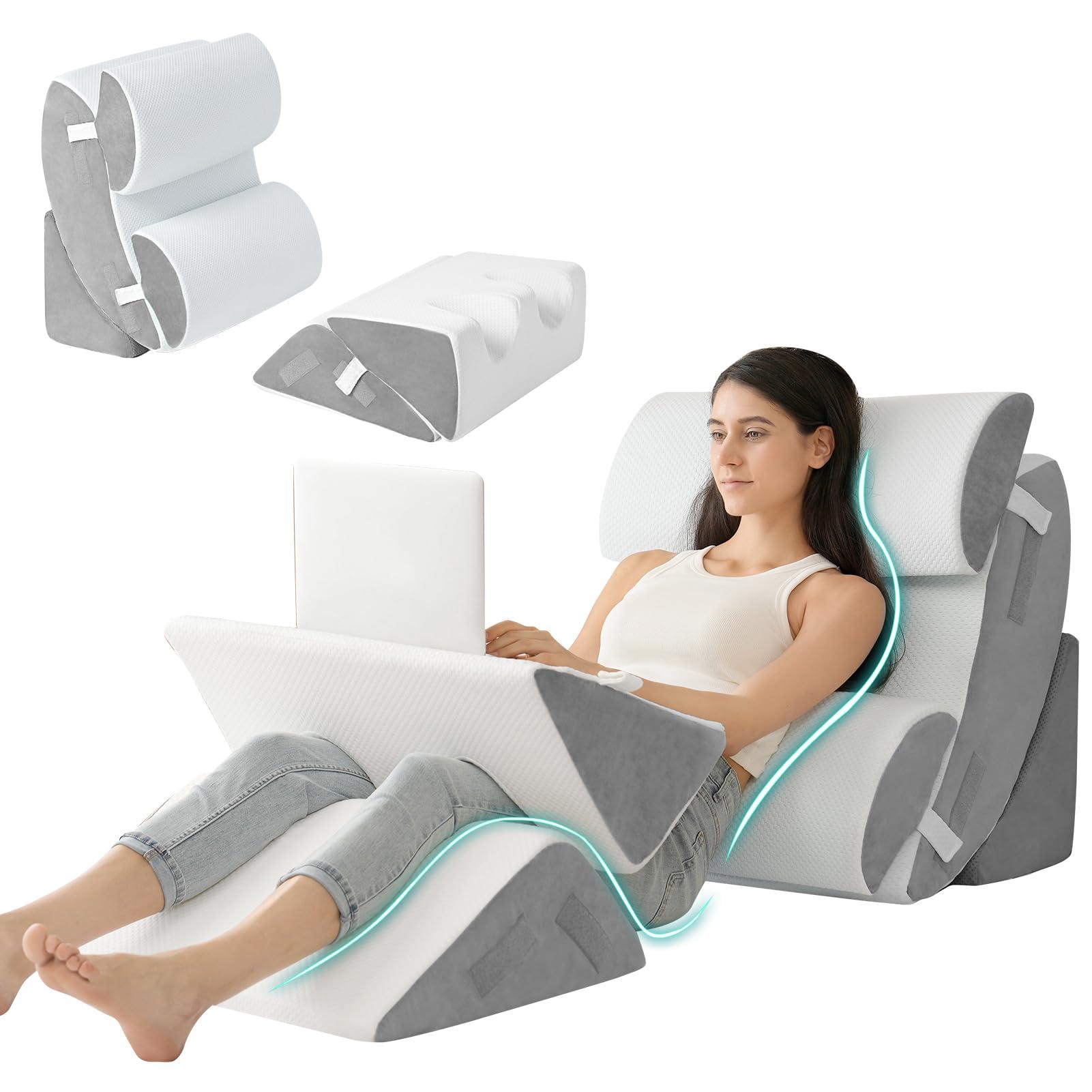 Hansleep Hansleep 6PCS Orthopedic Bed Wedge Pillow for Sleeping, Adjustable Post Surgery Pillow Set for Body, Back and Leg Pain Relief, Memory Foam Support Pillows for After Surgery