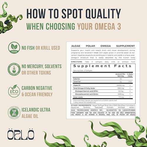 Orlo Orlo PRENATAL DHA - Prenatal DHA Omega 3 Supplement - Triple Strength Omega3s - Vegan DHA & EPA Algae Omega-3 Oil - Supports Brain Development During Pregnancy & Lactation (120 Mini Softgels)