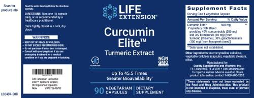 Life Extension Life Extension Curcumin Elite Turmeric Extract, 90 Caps (Pack of 2)