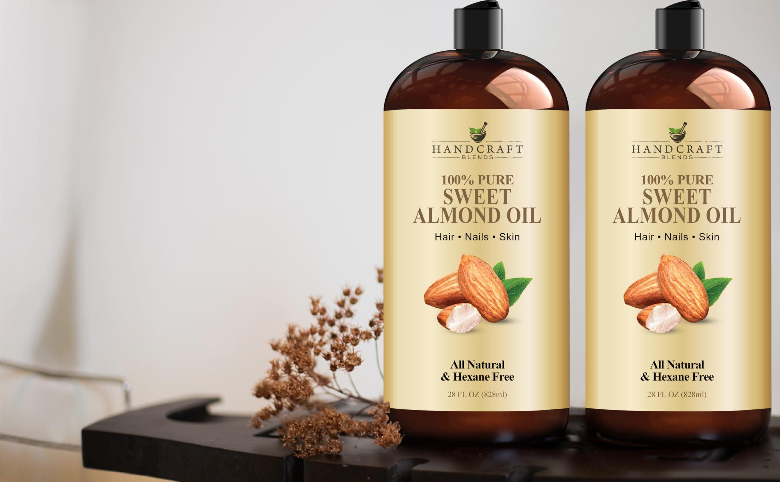 Handcraft Blends Handcraft Blends Sweet Almond Oil - 28 Fl Oz - 100% Pure and Natural - Premium Grade Carrier Oil for Skin and Hair - Hair and Body - Massage - Hexane-Free