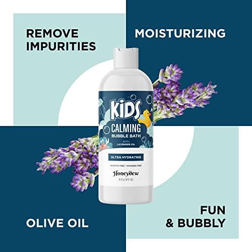 HONEYDEW Lavender Bubble Bath for Kids with Aloe - Sudsy Bubble Bath with Aromatherapy Essential Oils for Relaxing and Lavender Oil Baby Bath Wash - Kids Bath Enriched with Nourishing Aloe Vera and Vitamin E
