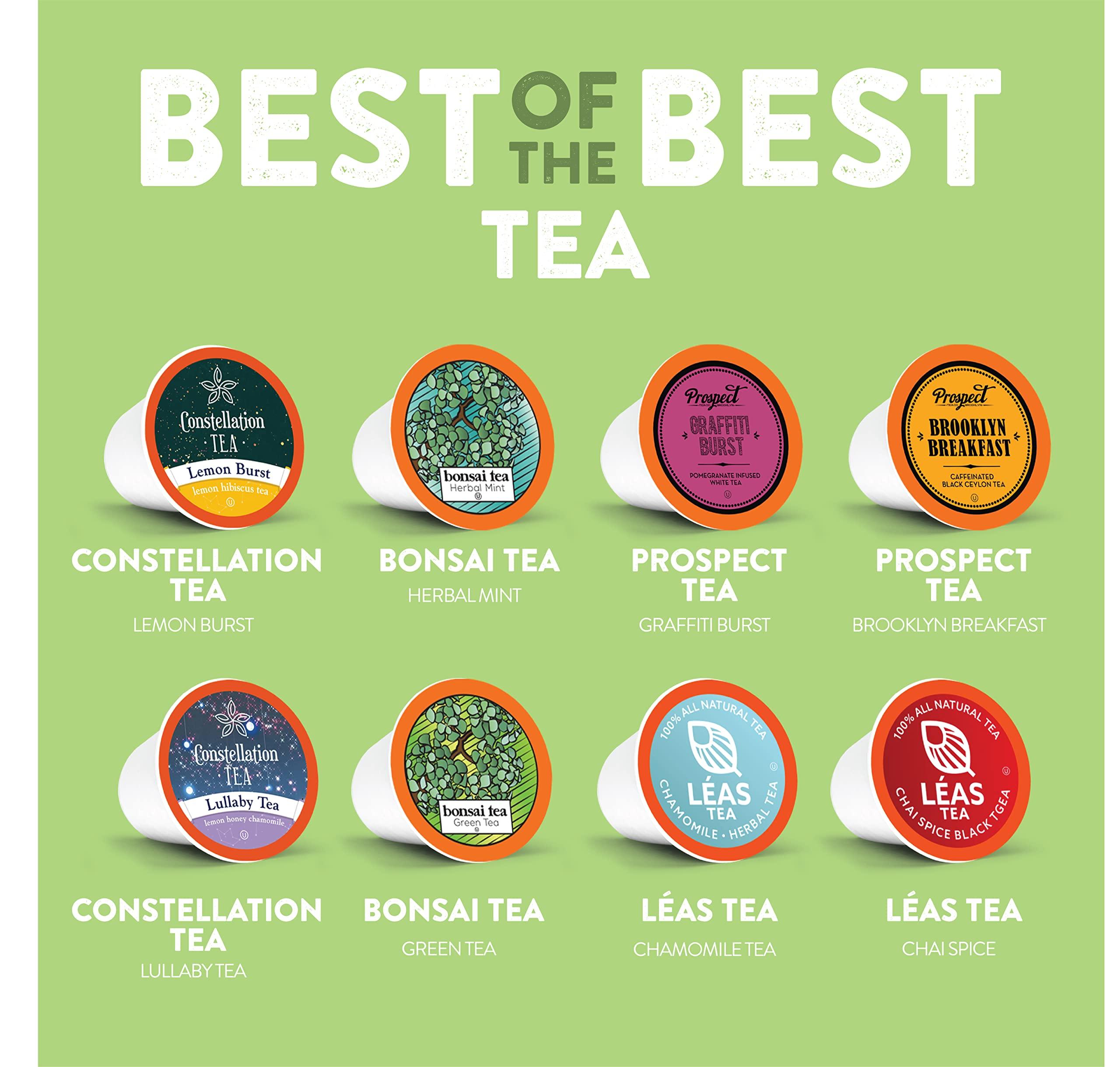 Two Rivers Coffee Two Rivers Coffee Tea Pods Compatible with K Cup Brewers Including 2.0 Variety Sampler Assorted Tea Pack, 5 Cups Of Each Flavor, 40 Count