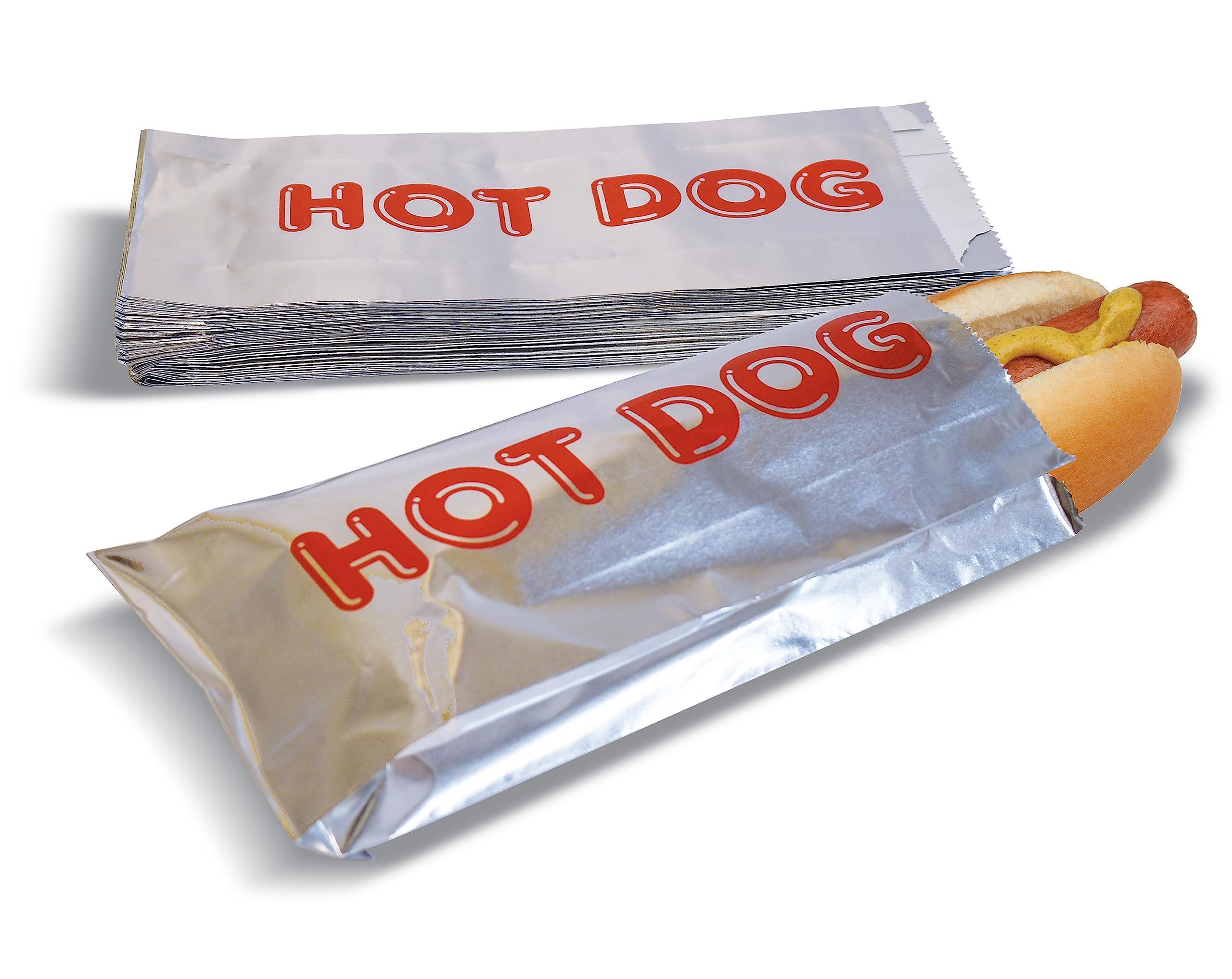 Better Kitchen Products Better Kitchen Products Foil Hot Dog Wrappers, 9\" x 3.7\", Insulated Grease Resistant Hot Bag Sleeves, Disposable Foil Paper Hot Dog Bags (50 Pack)