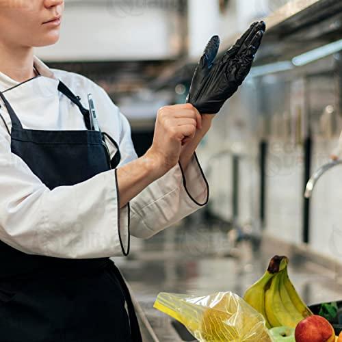 EcoQuality EcoQuality Disposable Black Nitrile Gloves - Heavy Duty, Powder Free, Latex Free, Non-Sterile, Food Safe, Chemical Resistant, 4 Mil (Large, 100, Count)