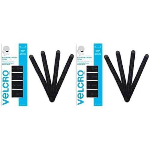 VELCRO Brand VELCRO Brand Face Mask Extender Straps 4pk Black, 12 x 1 Comfortable and Adjustable Ear Savers, VEL-30084-USA (Pack of 2)