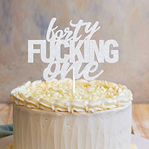 LINGBOOM Forty One Silver Glitter Cake Toppers 41 Years Old 41st Birthday Anniversary Party Decorations Supplies
