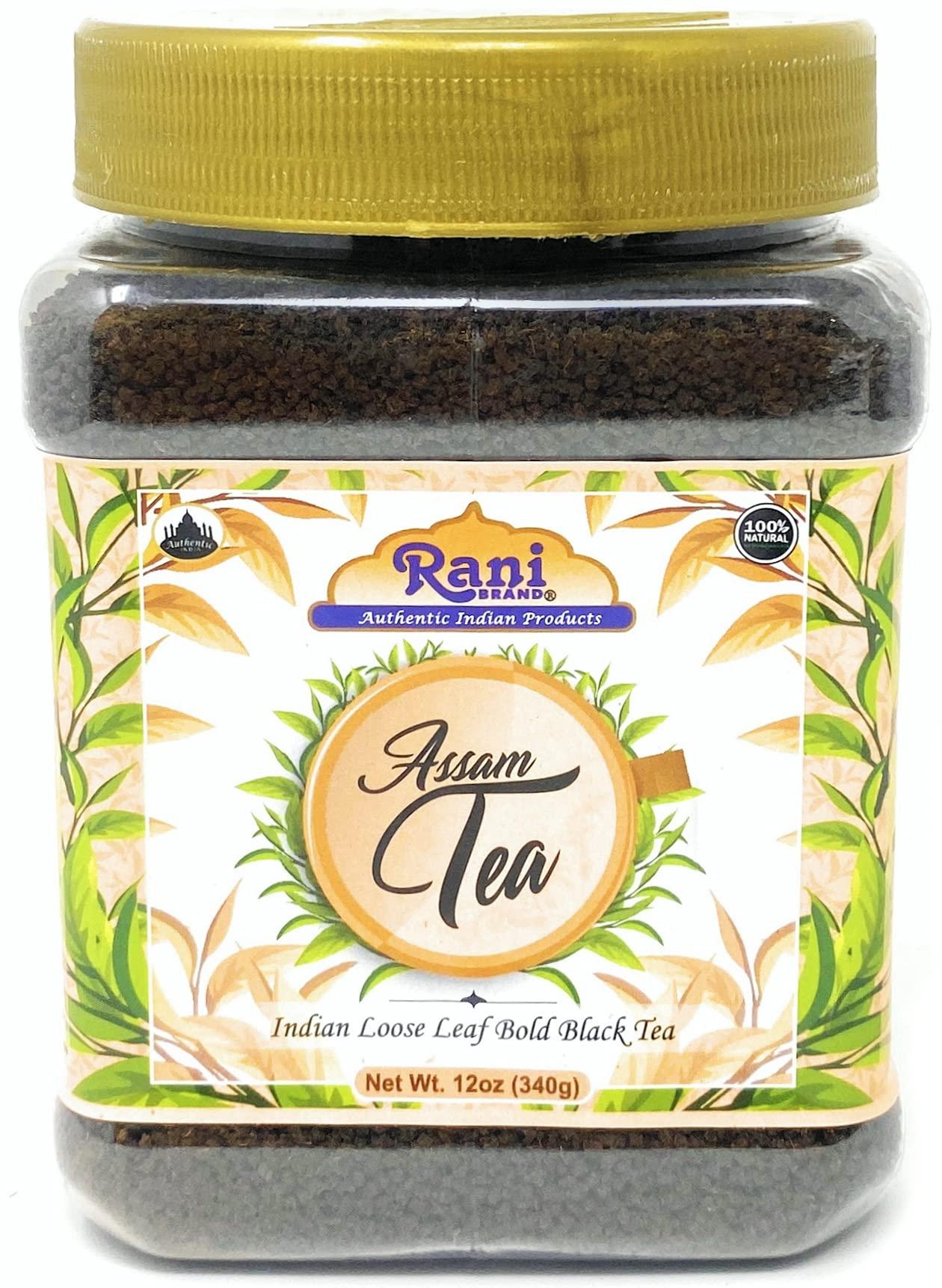 Rani Brand Authentic Indian Products Rani Assam Tea (Indian Loose Leaf Bold Black Tea) 12oz (340g) PET Jar ~ All Natural | Vegan | Gluten Friendly | Salt & Sugar Free | NON-GMO | No Colors | Indian Origin