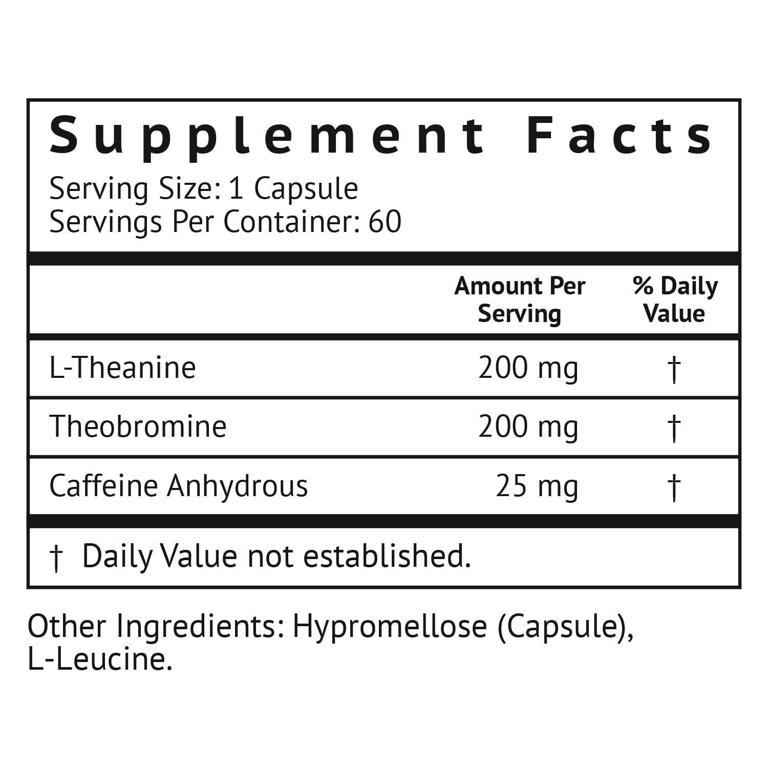 VitaMonk VitaMonk Low Dose Caffeine and Theanine - No Jitters, No Crash- Microdose of Caffeine L Theanine Pills with Caffeine Theanine and Theobromine - 25mg of Caffeine, Caffeine Pills L Theanine - 60 Caps