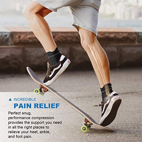 PAPLUS Plantar Fasciitis Sock (6 Pairs) for Men and Women, Compression Foot Sleeves with Arch and Ankle Support (Black, Medium)