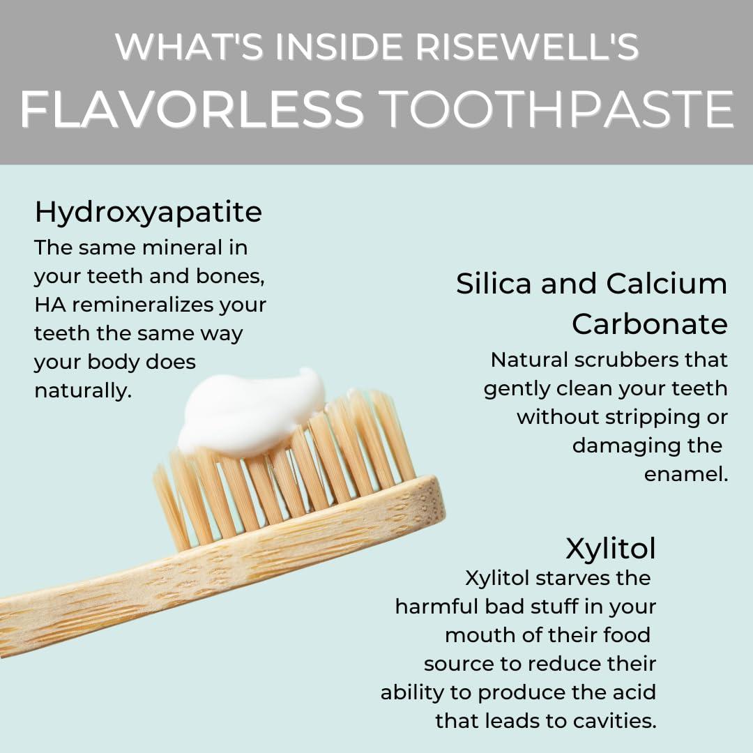 RiseWell RiseWell Mineral Unflavored Toothpaste - Hydroxyapatite Flavorless Toothpaste - Made in The USA, Naturally Whitens, No Added Fluoride, SLS-Free - Made by Dentist, 3.4 Oz