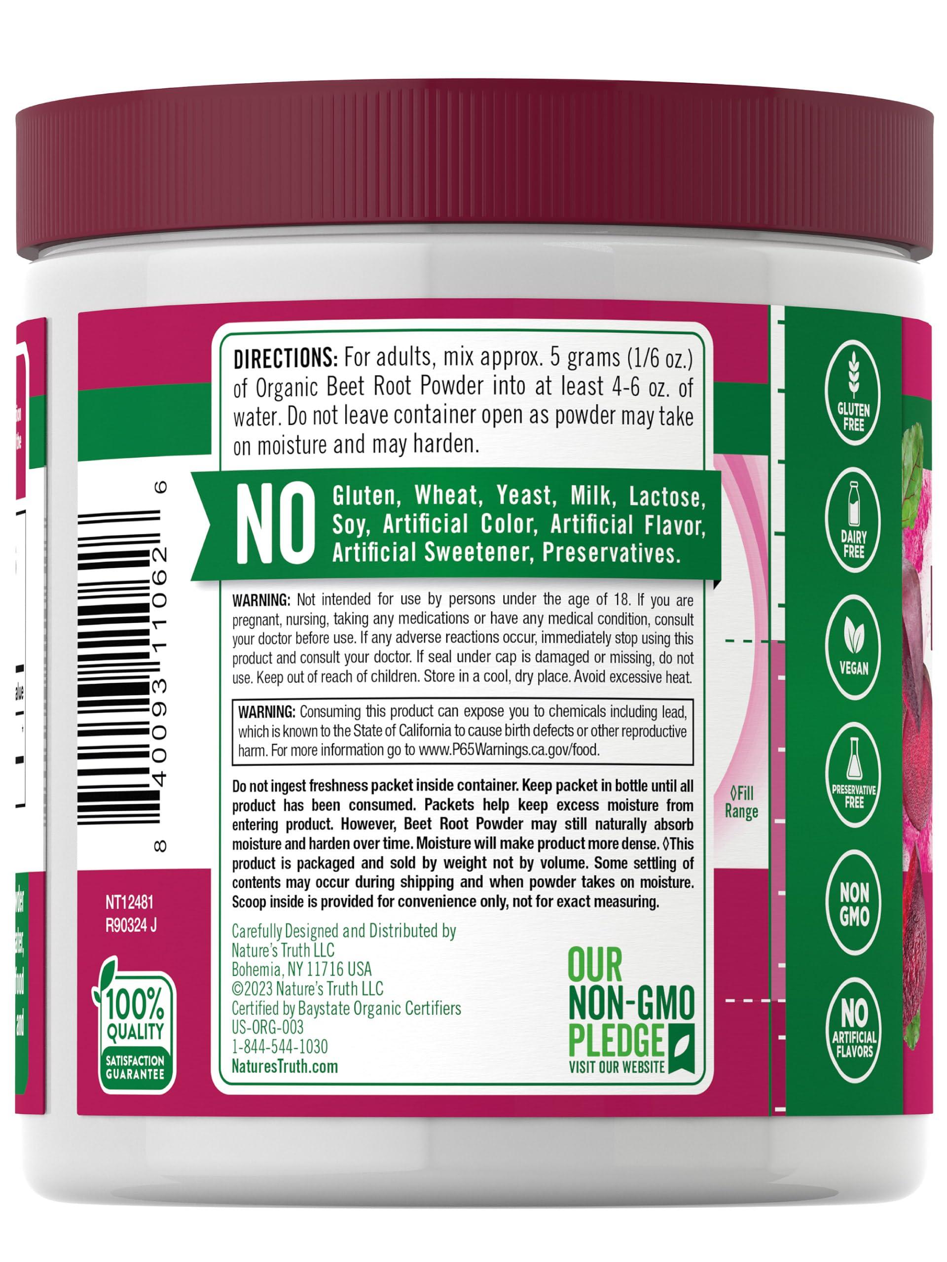 Nature's Truth Nature\'s Truth Organic Beet Root Powder | 6.1 oz | Vegan, Non-GMO & Gluten Free Supplement
