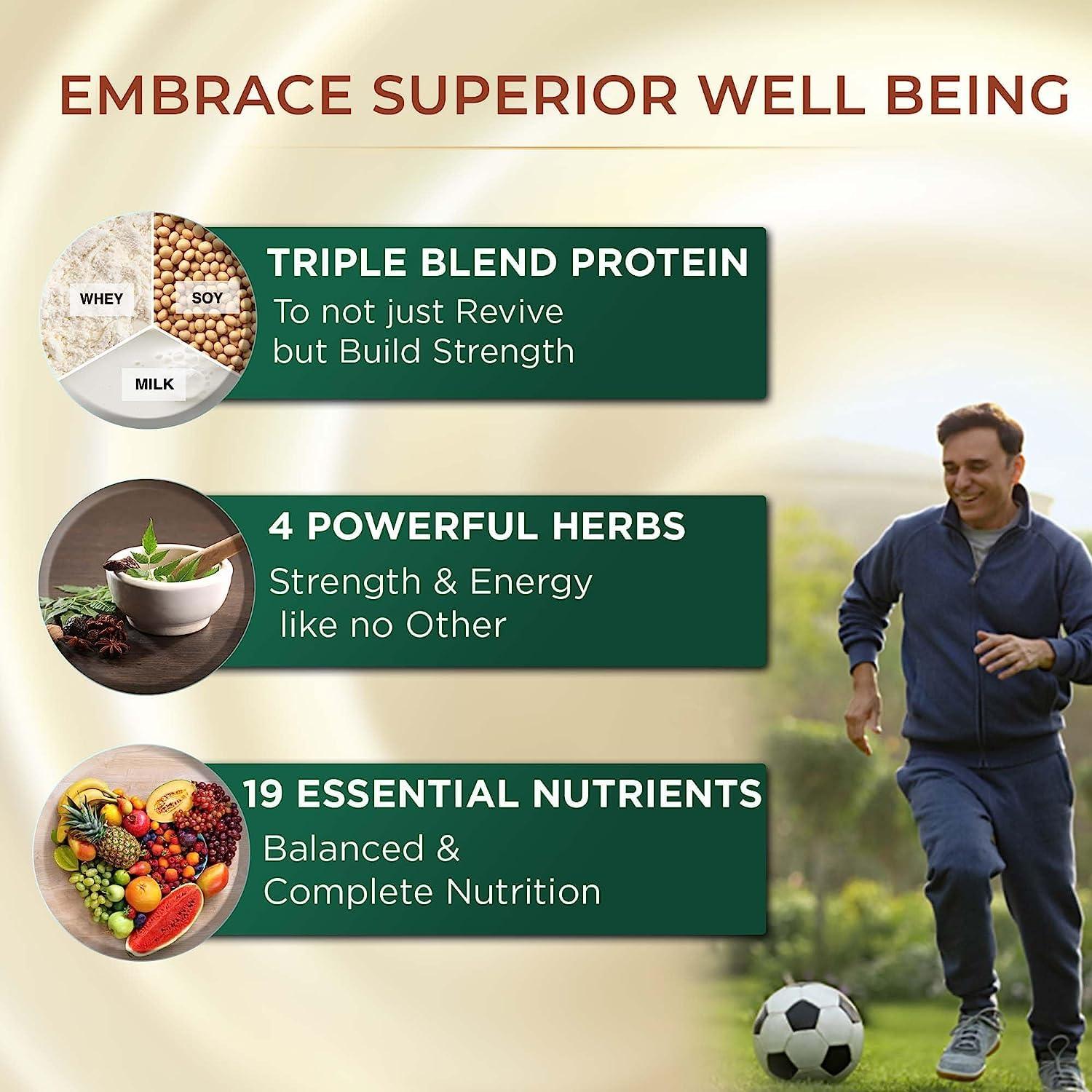 Ourtown Pro-Strength Nutrition 400g| Complete Nutrition Health drink for Men & Women| Muscle, Bone, Joint health| High Absorption Protein rich| 24 Strength Vitamins, Minerals, Herbs incl. Gokshura