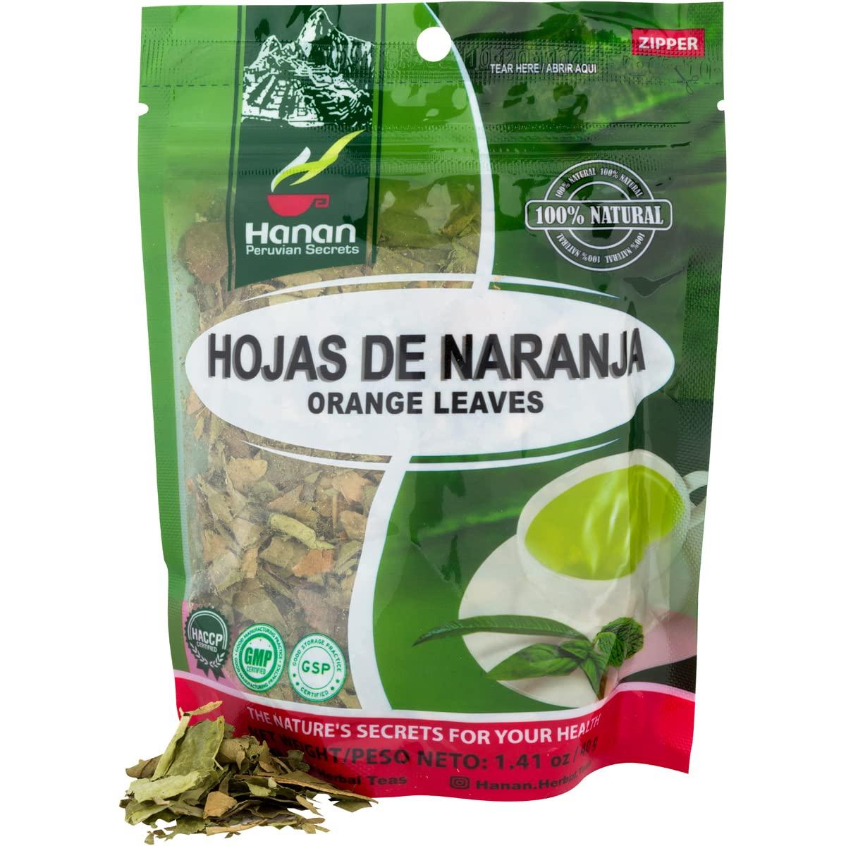 Hanan Hanan Orange Leaves (Hoja de Naranja) 1.4 oz (40 g) - Natural, Dried Orange Plant Leaf for Herbal Tea Supplement