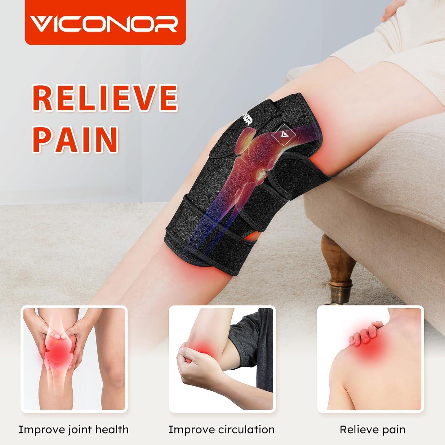 Viconor Red Light Therapy Device for Knee Elbow Joint PainTherapy Pad with 660nm Light and 850nm Near Infrared Light, APP Control, Led Red Light Therapy Wrap Home Use Gift (Black1)