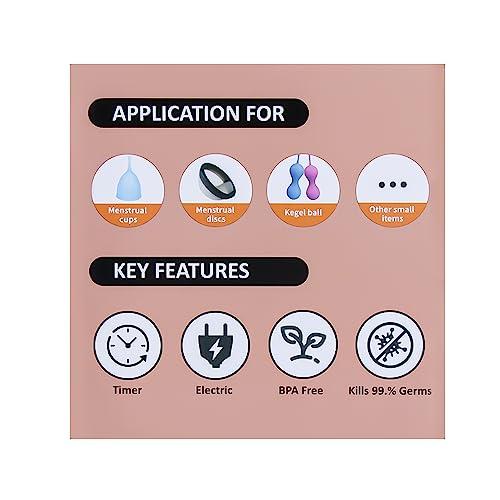 YTYOMUR Upgraded Menstrual Cups Sterilizer Menstrual Disc Steamer, 2 in 1 Boiling & Steaming Modes, One-Click Knob Timer Auto Off, with 1 Cleaning Brush & 1 Heat Resistant Clip(Green)