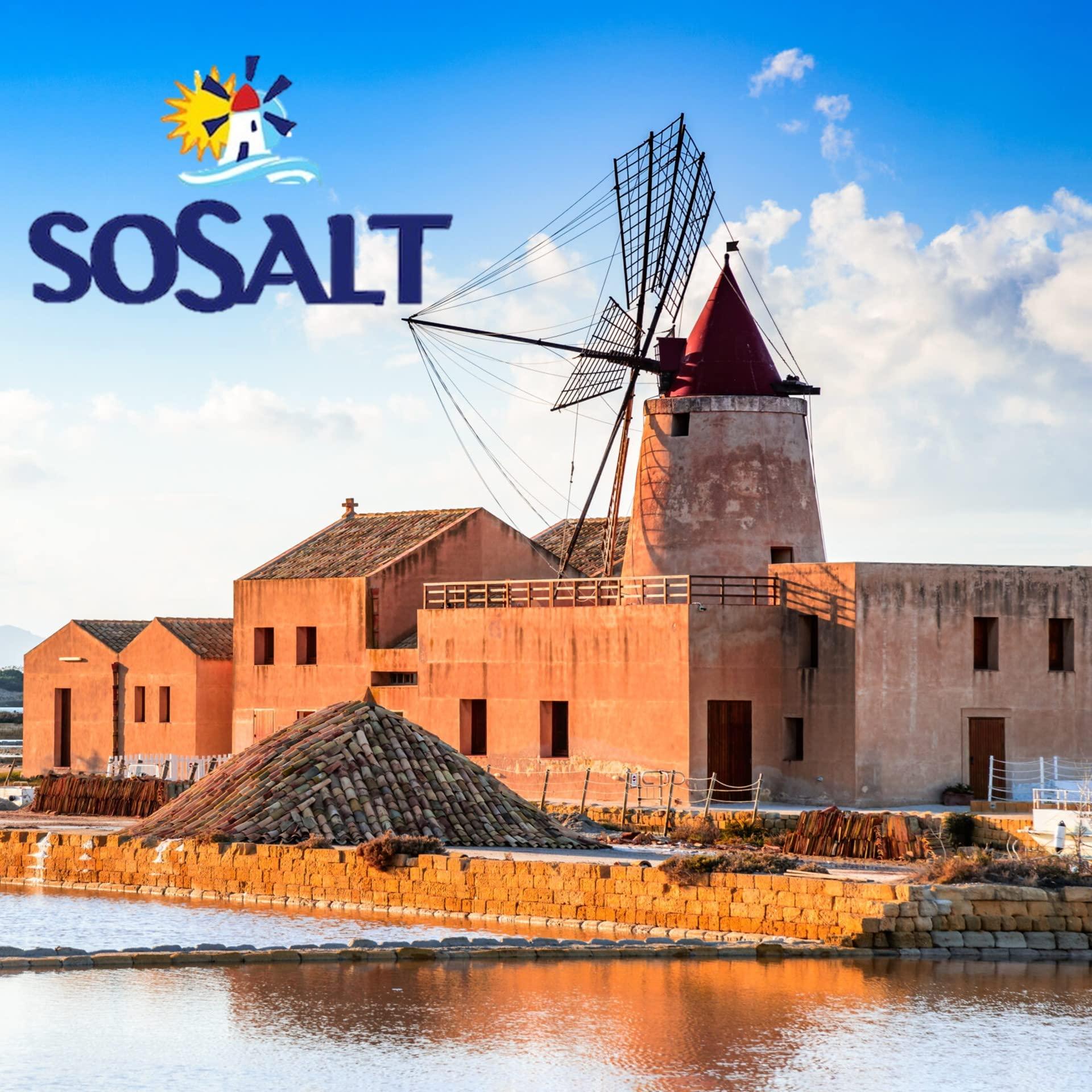 SOSALT DAL MARE DI TRAPANI Fine Natural Sea Salt, 27.56 lbs (12.5 kg), Bulk, Foodservice, Resturant, Canning, Brining, BBQ, Asado, Grilling, SoSalt, Trapani Sicilian, Mediterranean