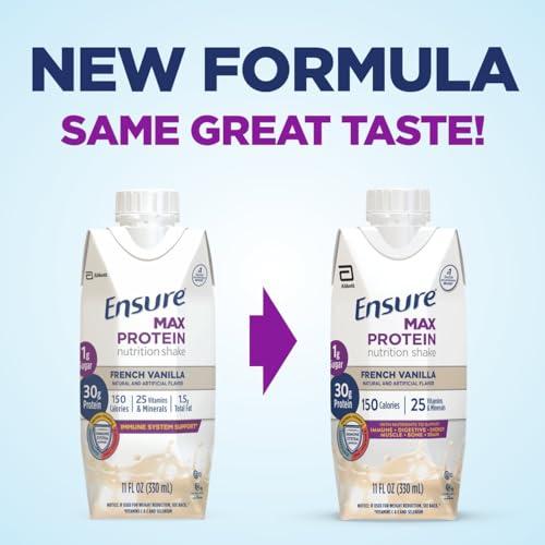 Juven Juven Therapeutic Nutrition Drink Mix Powder for Wound Healing, 30 Count + Ensure Max Protein Nutrition Shake, French Vanilla, 12 Pack