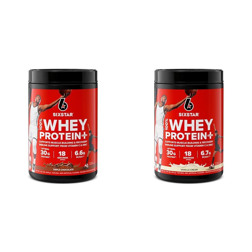 Six Star Six Star Elite Series 100% Whey Protein Plus Triple Chocolate 1.8lbs US & Elite Series 100% Whey Protein Plus Vanilla Cream 1.8lbs US