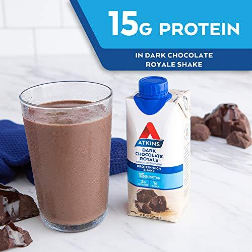 Atkins Atkins Gluten Free Protein-Rich Shake, Dark Chocolate Royale, Keto-Friendly, 8 Count (Pack of 1)