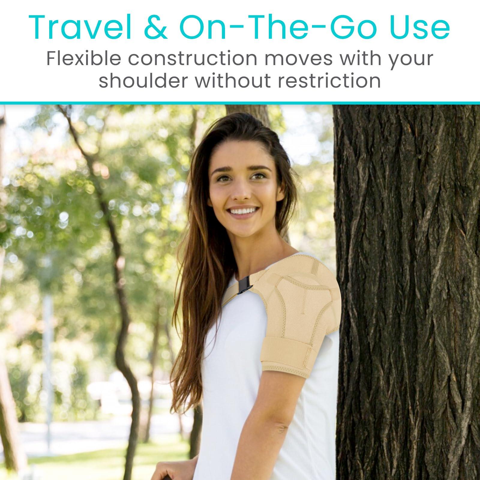 Vive Vive Shoulder Brace for Women - Injury Recovery Compression Support Sleeve - for Rotator Cuff Injuries, Arthritis, Sprain, Dislocation, PT - Targeted Inflammation Pain Relief (Beige, Medium)