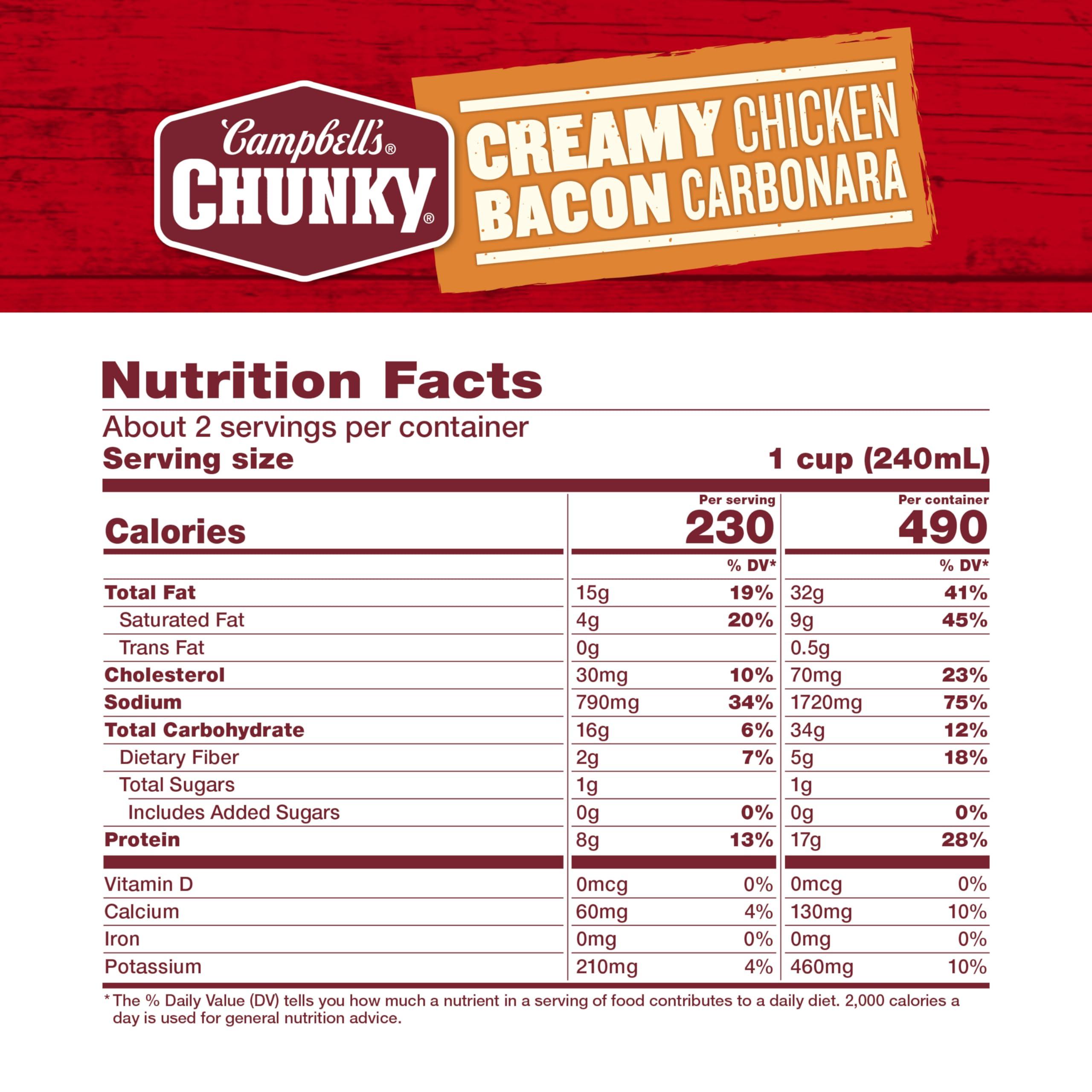 Campbell\'s Campbell\'s Chunky Creamy Chicken Bacon Carbonara Soup, 18.8 oz Can (12 Pack)