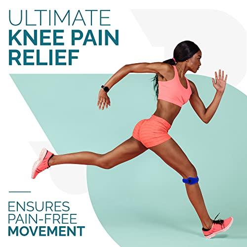 Run Forever Run Forever Sports Patella Strap Knee Brace Support for Arthritis, ACL, Running, Basketball, Meniscus Tear, Sports, Athletic. Best Knee Brace for Hiking, Soccer, Volleyball & Squats (Pack Of 2, Blue)
