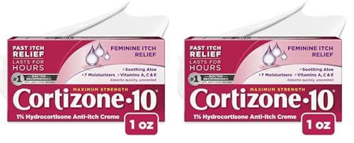 Cortizone 10 Cortizone 10 Maximum Strength Feminine Itch Cream, 1% Hydrocortisone, 1 oz. (Pack of 2)