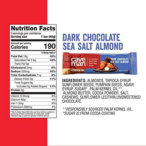 Caveman Foods Caveman Foods Dark Chocolate Nutrition Bar Sea Salt Almond, 12 Count
