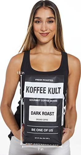 Koffee Kult Koffee Kult Dark Roast Ground Coffee - Small Batch Gourmet Aromatic Artisan Blend 100% Organically Sourced Arabica Coffee (Ground, 80oz,)