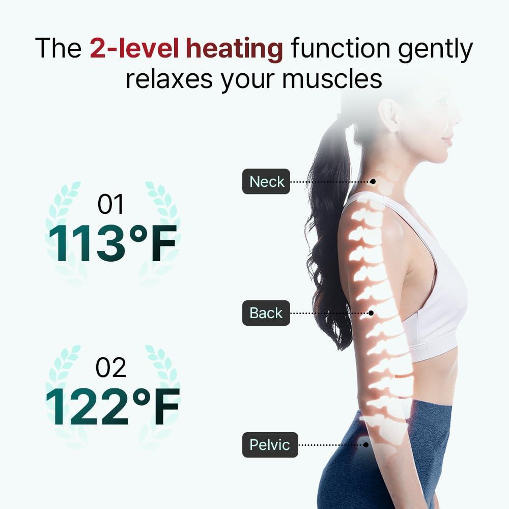 Klug Klug Stretching Massager Ultra, Effortless auto-Stretching Mat, Ease Back & Neck Pain with 3 Intensity Levels 7 Exceptional Programs, 2 Levels of Heat Function, Foldable & Portable Design